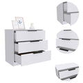 White 3 Drawer Rectangle Dresser White Particle Board