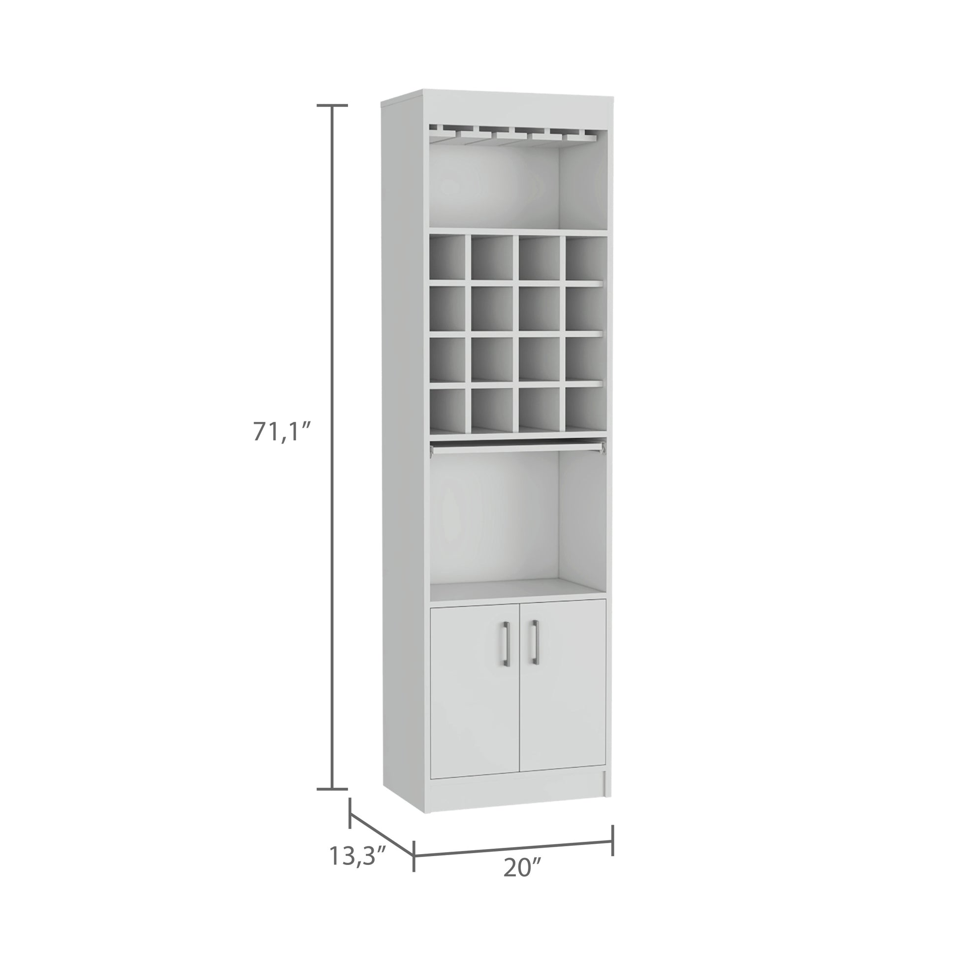 Wolcott 16 Bottle 1 Shelf Bar Cabinet White White Particle Board