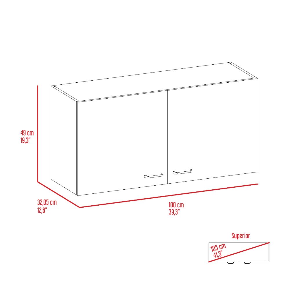 White And Light Grey 2 Door 2 Compartment Wall Cabinet Light Gray Particle Board