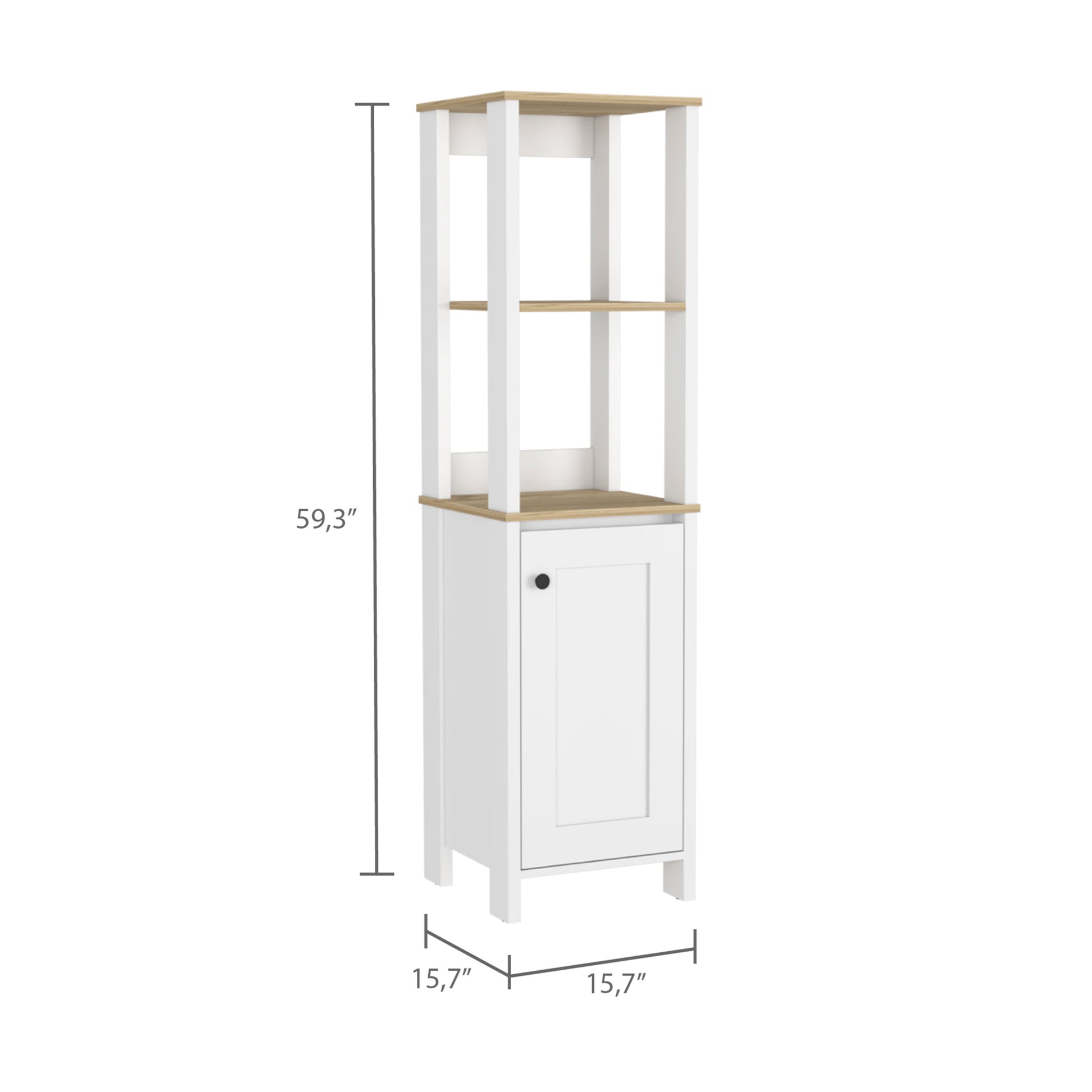 Hanover 4 Shelf Linen Cabinet Light Oak And White White Particle Board