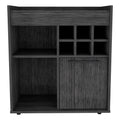 Smokey Oak 6 Bottle 2 Shelf Bar Cabinet Gray Particle Board