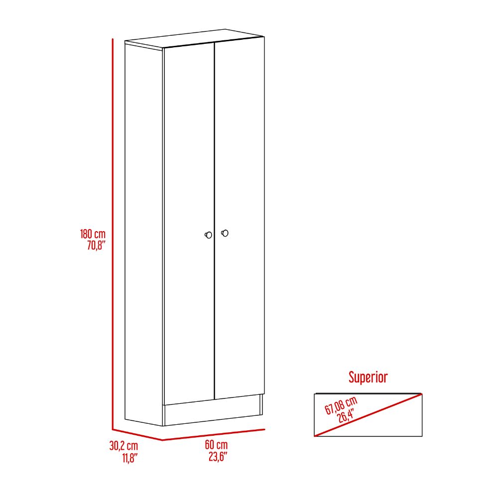 Buxton Rectangle 2 Door Storage Tall Cabinet White Washed Oak White Particle Board