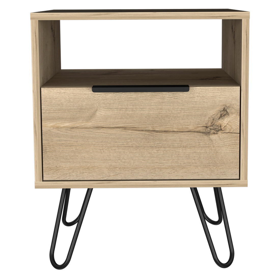 Light Oak 1 Shelf 1 Drawer Nightstand Light Oak Particle Board