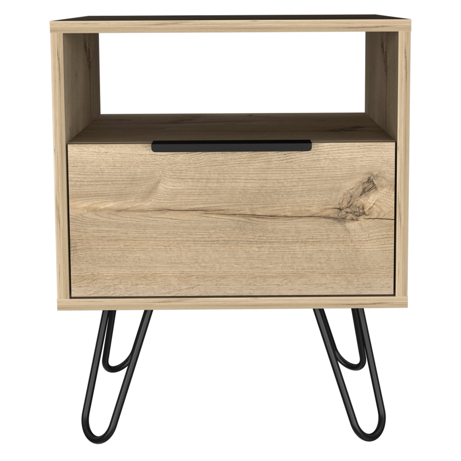 Light Oak 1 Shelf 1 Drawer Nightstand Light Oak Particle Board