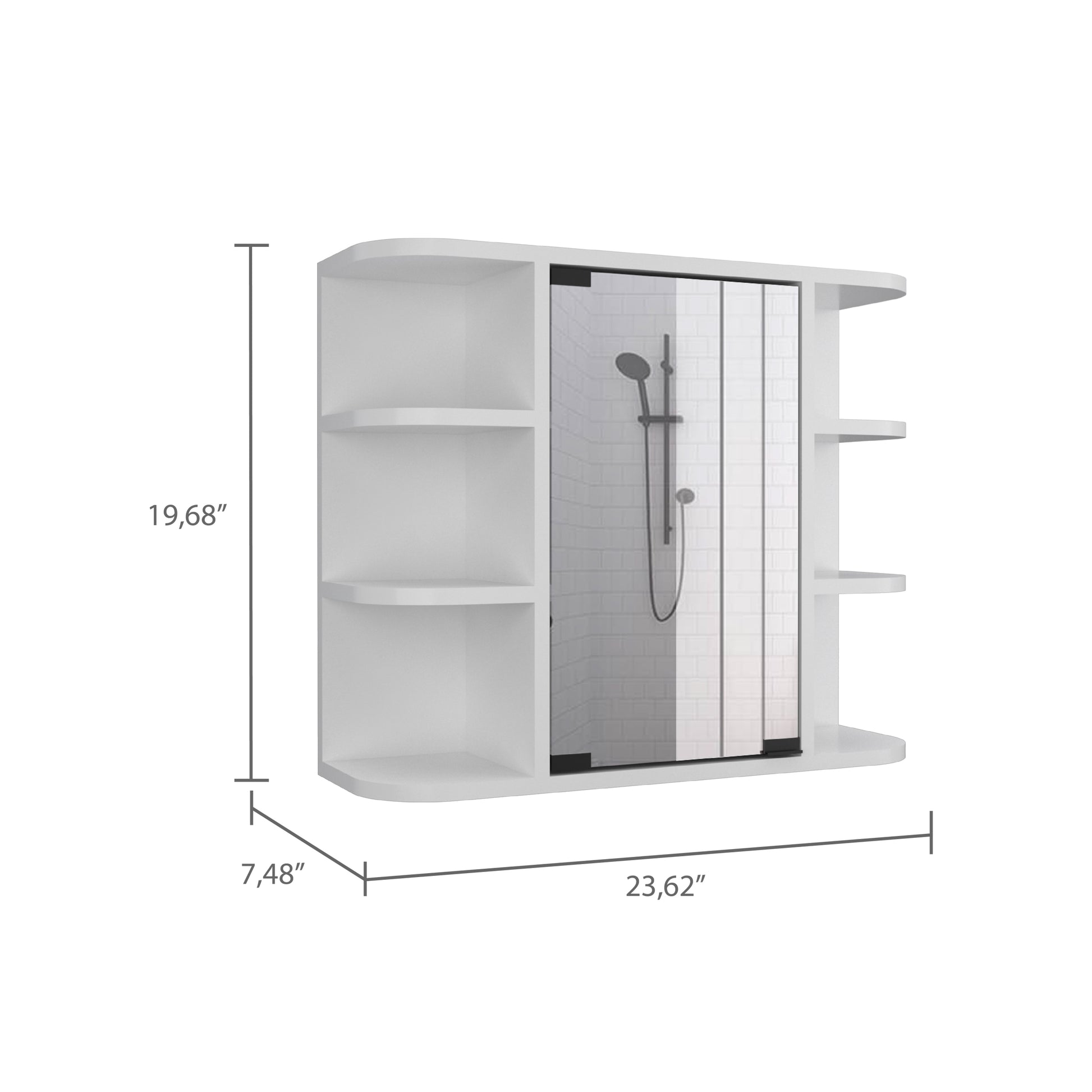 Roseburg 6 Shelf Medicine Cabinet With Mirorr White White Particle Board