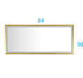 84 In. W X 36 In. H Oversized Rectangular Gold Framed Led Mirror Anti Fog Dimmable Wall Mount Bathroom Vanity Mirror Hd Wall Mirror Kit For Gym And Dance Studio 36 X 84Inches With Gold Aluminium