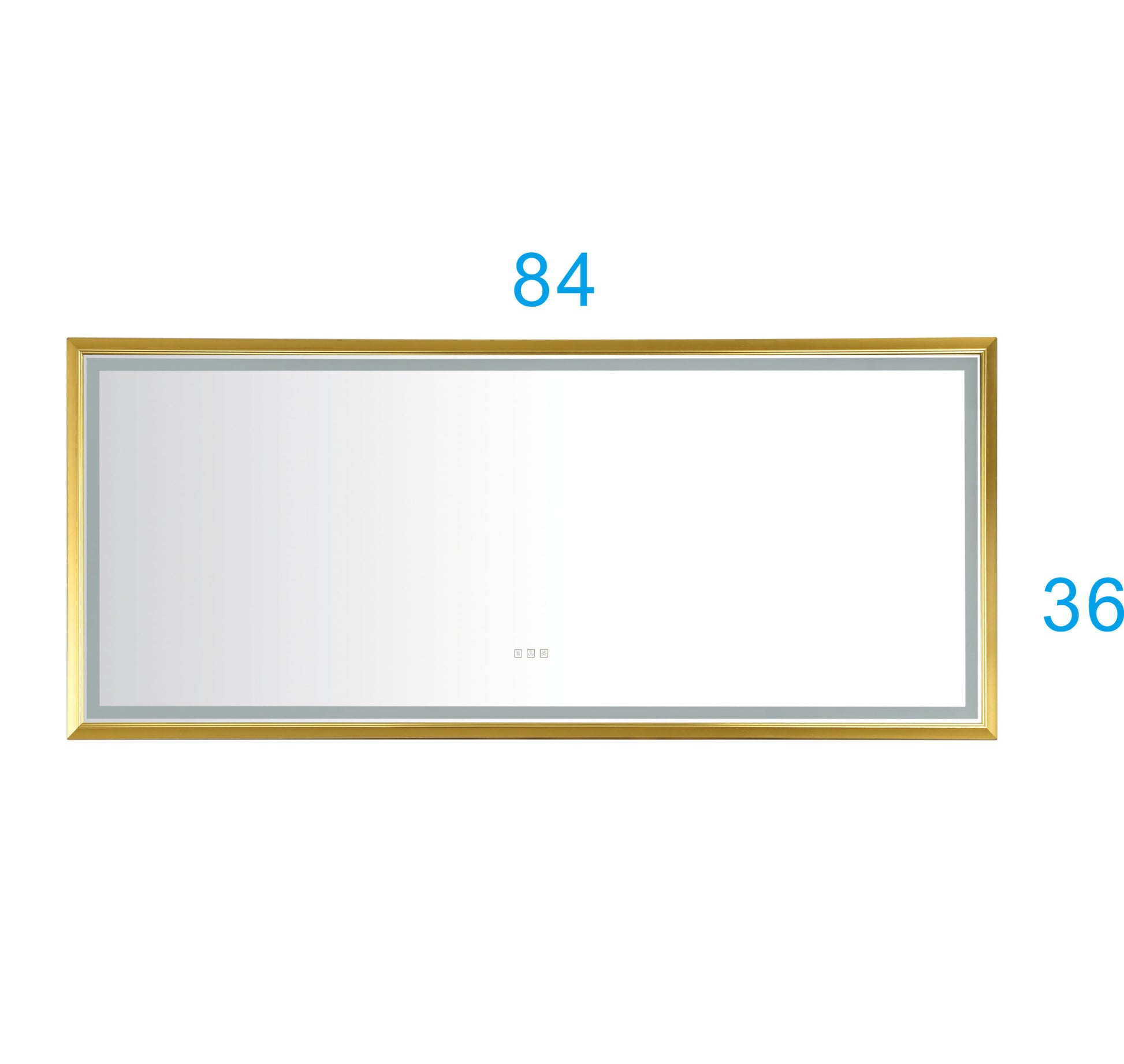 84 In. W X 36 In. H Oversized Rectangular Gold Framed Led Mirror Anti Fog Dimmable Wall Mount Bathroom Vanity Mirror Hd Wall Mirror Kit For Gym And Dance Studio 36 X 84Inches With Gold Aluminium