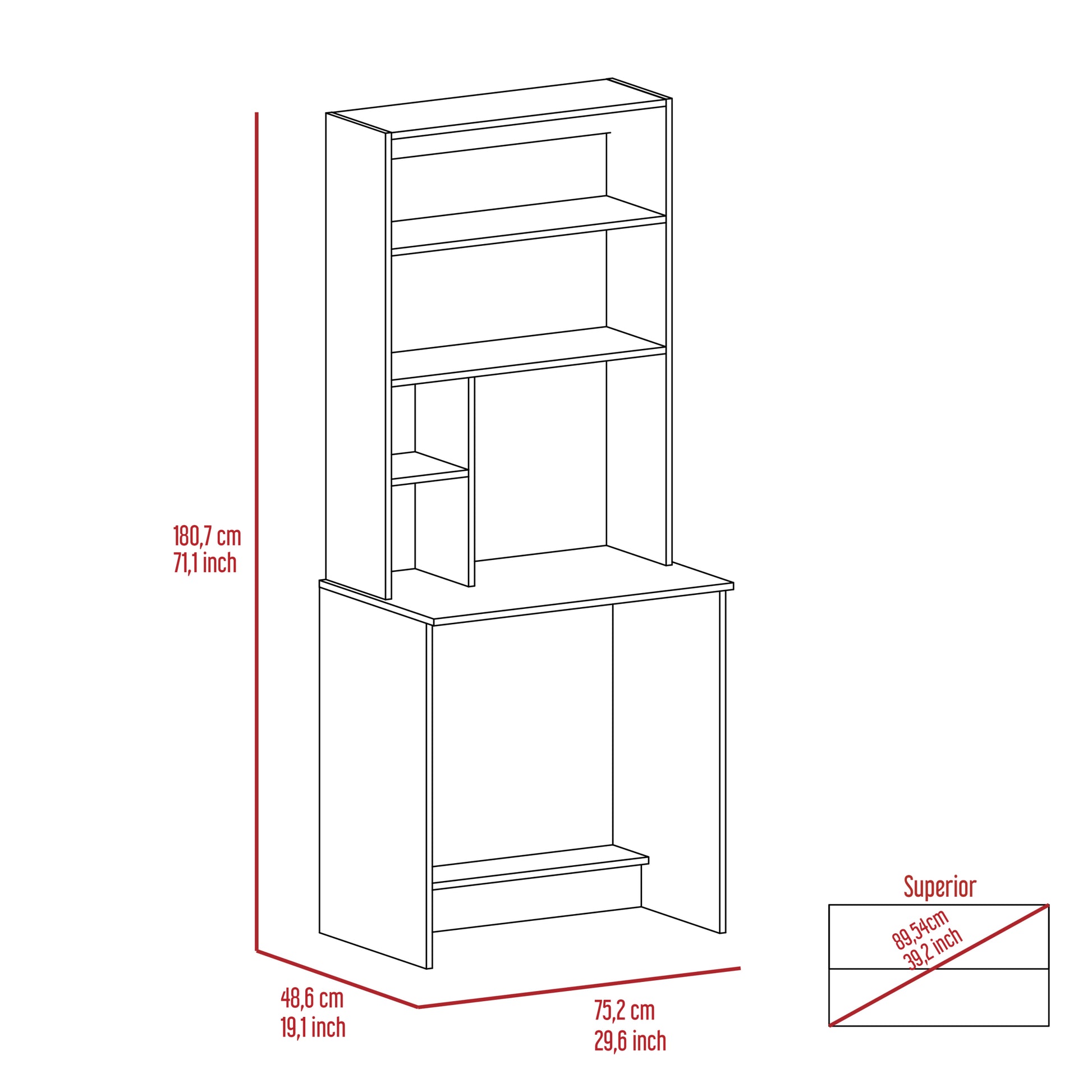 Black Wengue 4 Shelf Computer Desk With Hutch Black Particle Board