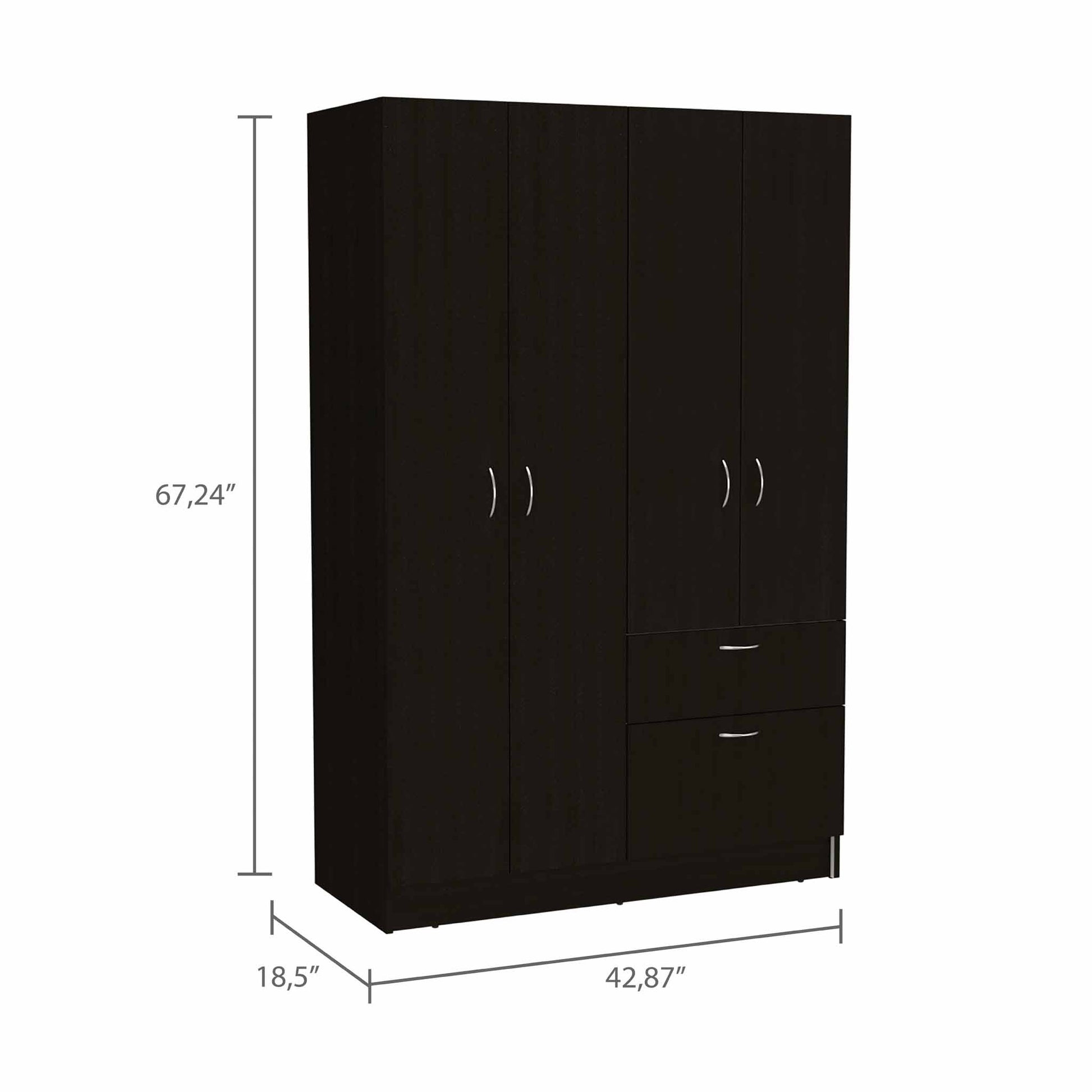 Maltby 1 Drawer Rectangle Armoire Black Wengue And White Black Particle Board