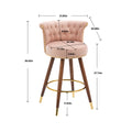 Coolmore Swivel Bar Stools With Backrest Footrest With A Fixed Height Of 360 Degrees Pink Solid Wood