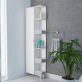 White 5 Shelf Linen Cabinet White Particle Board