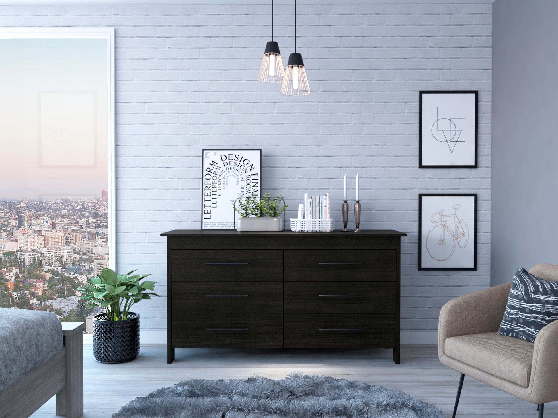 Southington 6 Drawer Rectangle Dresser Black Wengue Black Particle Boa Southington 6 Drawer Rectangle Dresser Black Wengue Black Particle Boa