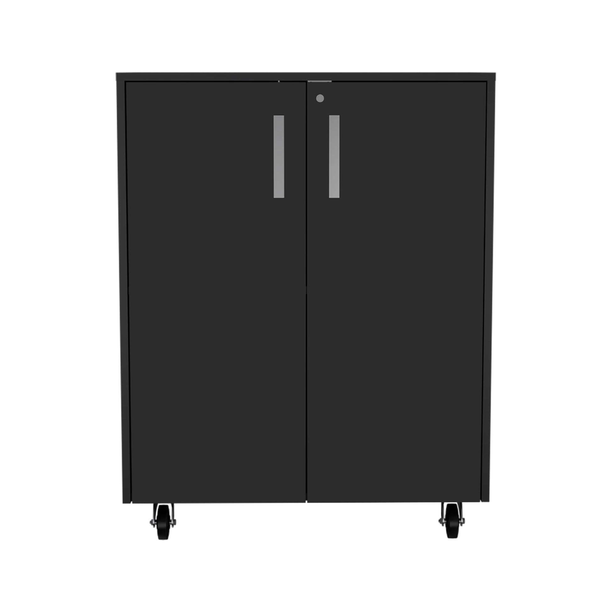 Black Wengue Rectangle Storage Cabinet Base Black Particle Board