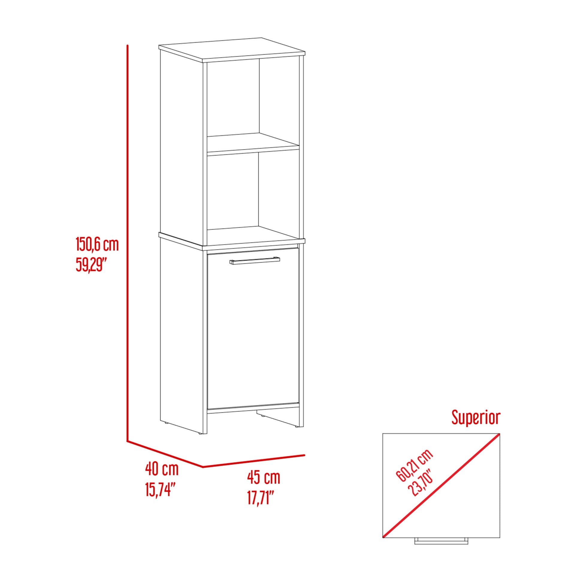 Forester 1 Shelf Pantry Cabinet White White Particle Board