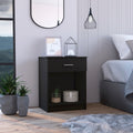 Black Wengue 1 Drawer 1 Shelf Nightstand Black Particle Board