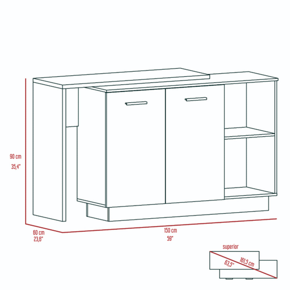 Chesterfield 2 Shelf 1 Drawer Kitchen Island Black Wengue And Light Oak Black Particle Board