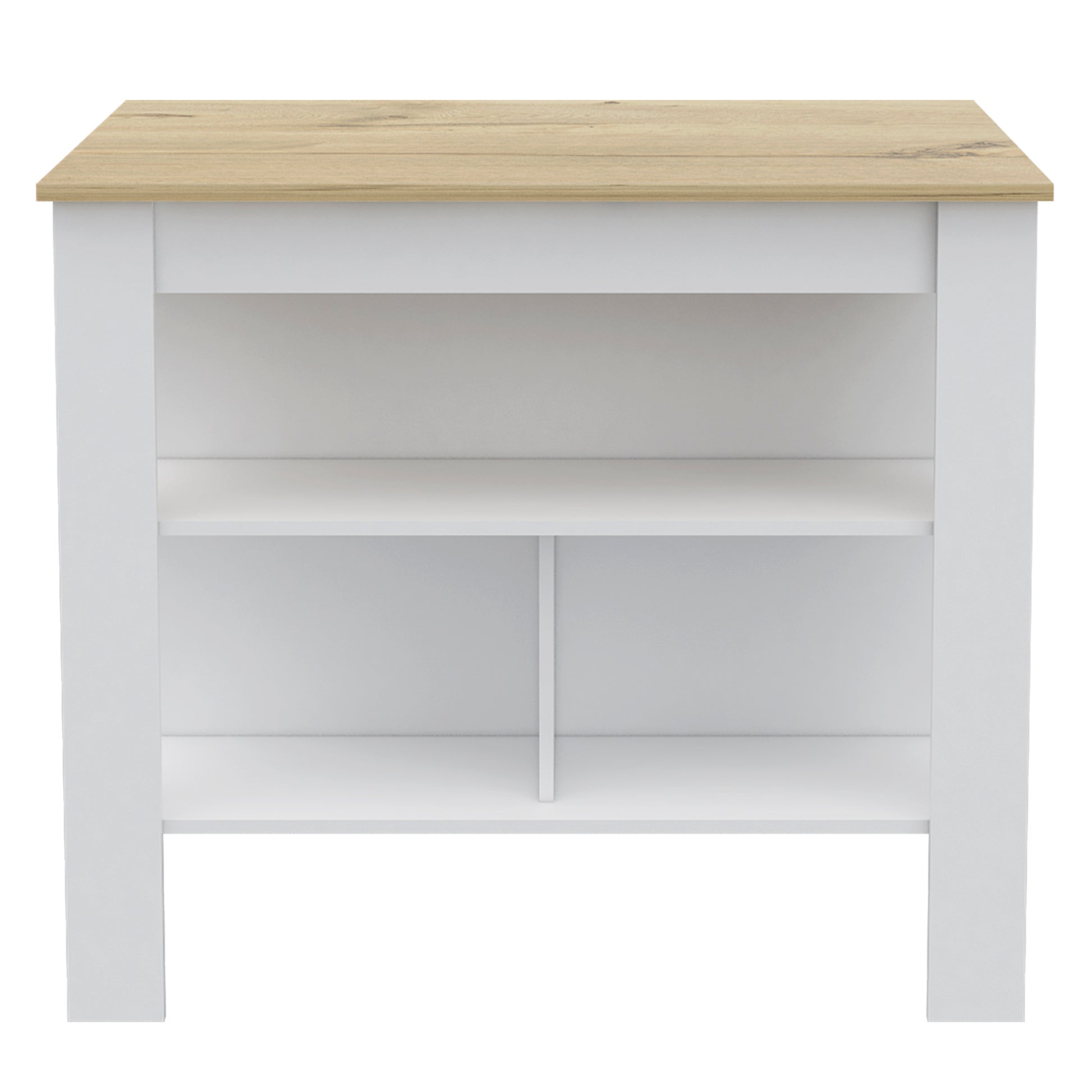 Rockaway 3 Shelf Kitchen Island White And Light Oak White Particle Board