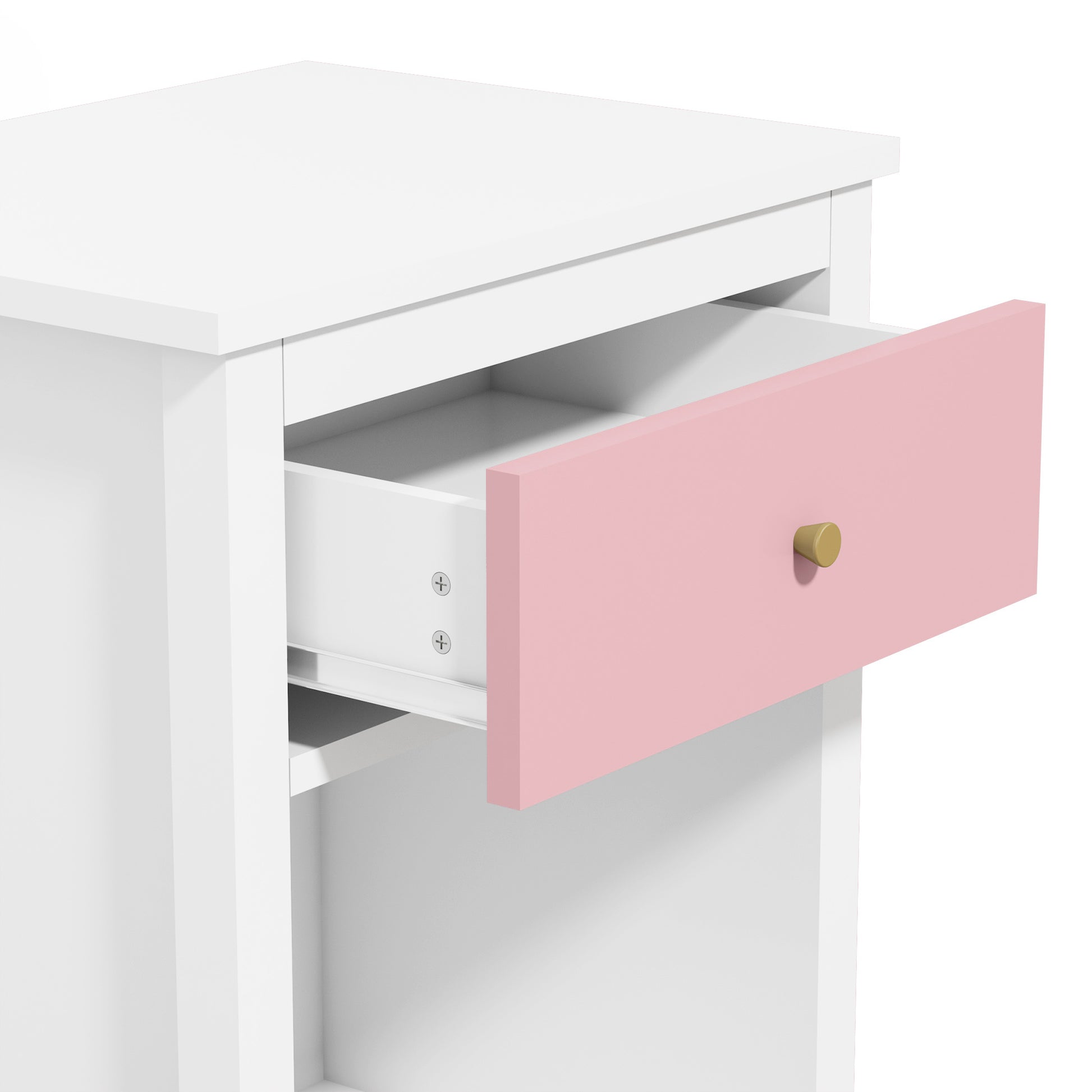 26.77''H Wooden Nightstand With One Drawer One Shelf For Kids, Adults, Pink Pink Mdf