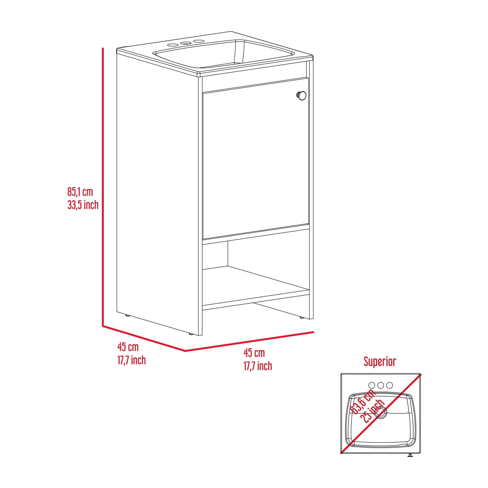 Westbury 1 Shelf Freestanding Vanity Cabinet White White Particle Board