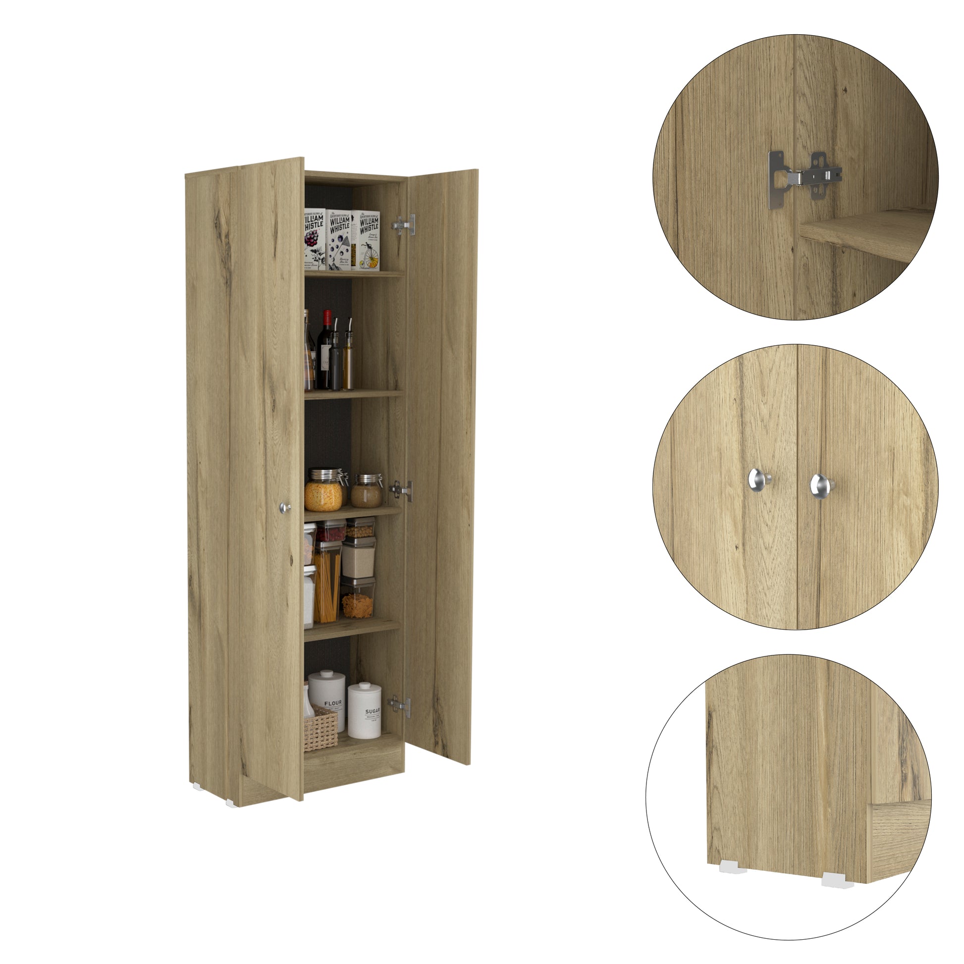 Buxton Rectangle 2 Door Storage Tall Cabinet Light Oak And Black Wengue Beige Particle Board