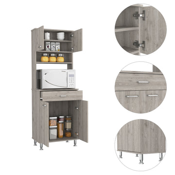 Santa Maria 1 Drawer 1 Shelf Area Pantry With Adjustable Metal Legs Light Grey Light Gray Particle Board