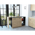 Chesterfield 2 Shelf 1 Drawer Kitchen Island Black Wengue And Light Oak Black Particle Board