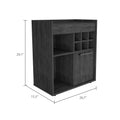 Smokey Oak 6 Bottle 2 Shelf Bar Cabinet Gray Particle Board