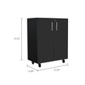 Black Wengue Rectangle Storage Cabinet Base Black Particle Board