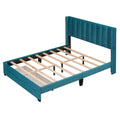 Queen Size Storage Bed Velvet Upholstered Platform Bed With A Big Drawer Blue Blue Velvet