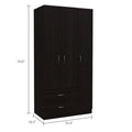 Rowaton 2 Drawer 3 Door Armoire Black Wengue Black Particle Board