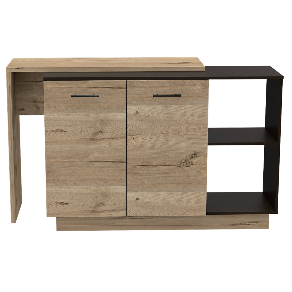 Chesterfield 2 Shelf 1 Drawer Kitchen Island Black Wengue And Light Oak Black Particle Board