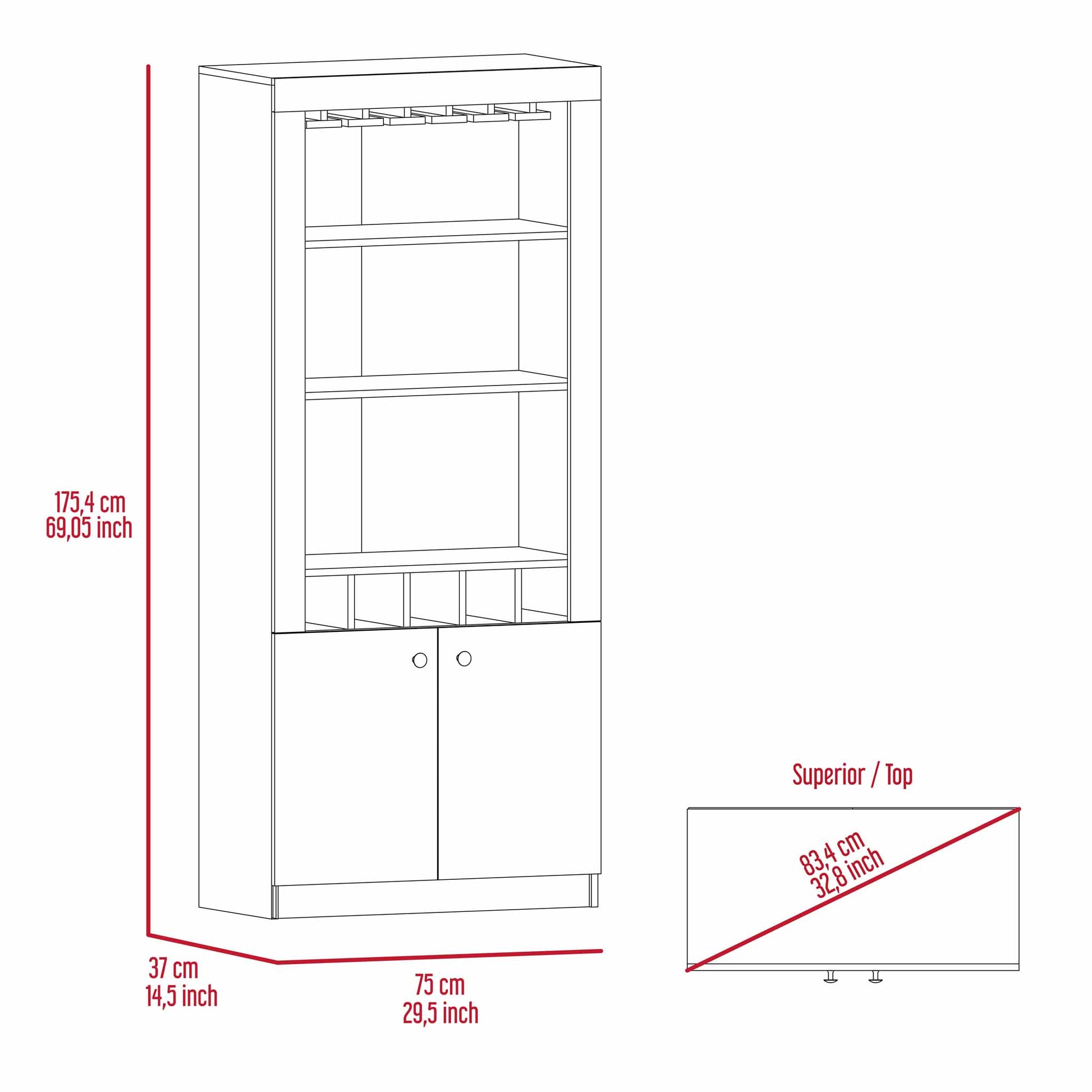 Smokey Oak 3 Shelf Rectangle 5 Bottle Bar Cabinet Brown Particle Board