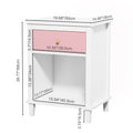 26.77''H Wooden Nightstand With One Drawer One Shelf For Kids, Adults, Pink Pink Mdf