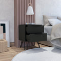 Black Wengue 2 Drawer Rectangle Nightstand Black Particle Board