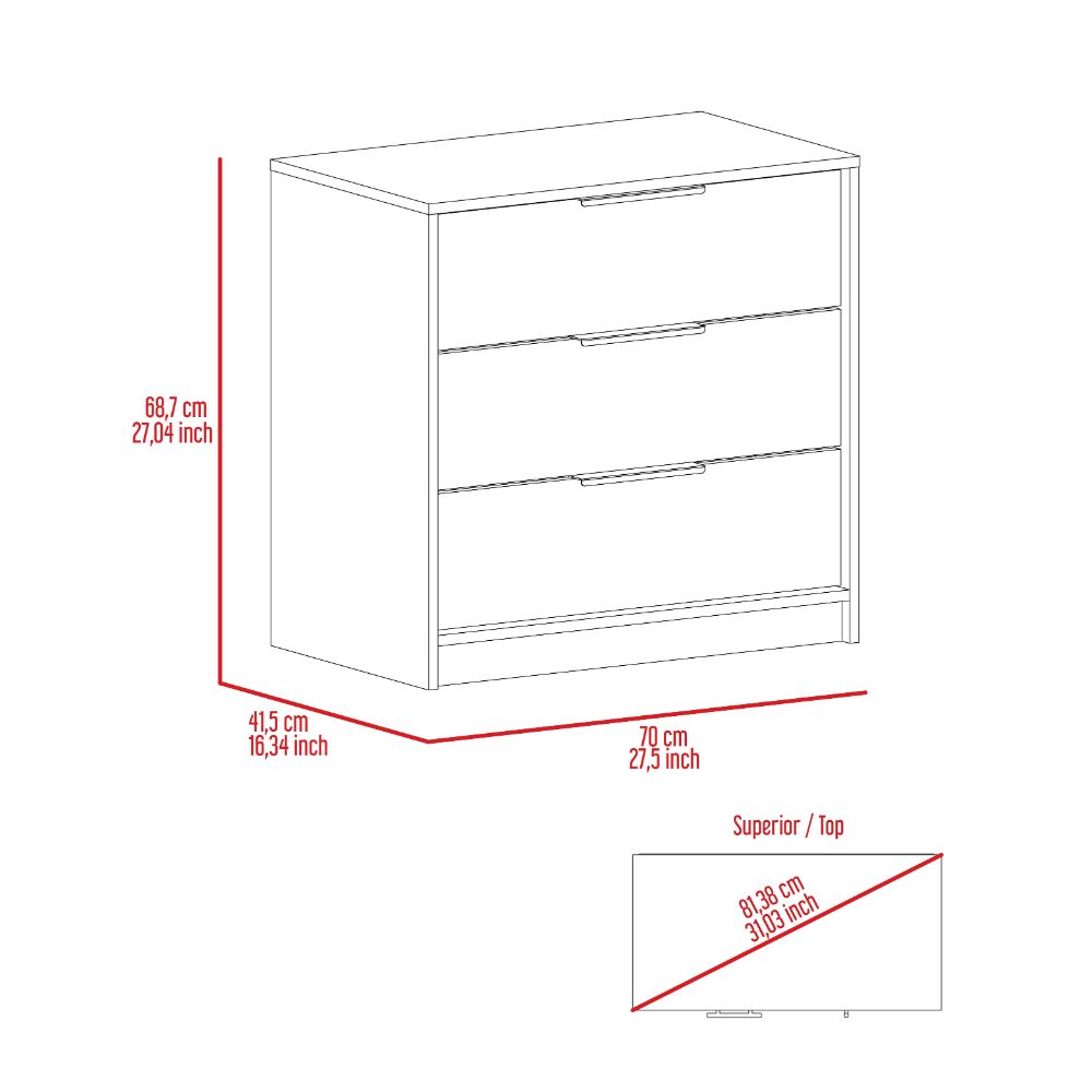 Cannon 3 Drawer Rectangle Dresser Light Grey Light Gray Particle Board