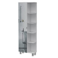 Portland 5 Shelf Linen Cabinet With Mirror White White Particle Board