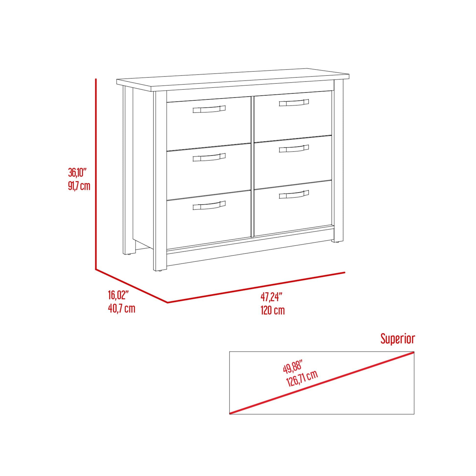 Bellingham 6 Drawer Dresser Light Gray Light Gray Particle Board