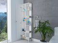 Portland 5 Shelf Linen Cabinet With Mirror White White Particle Board