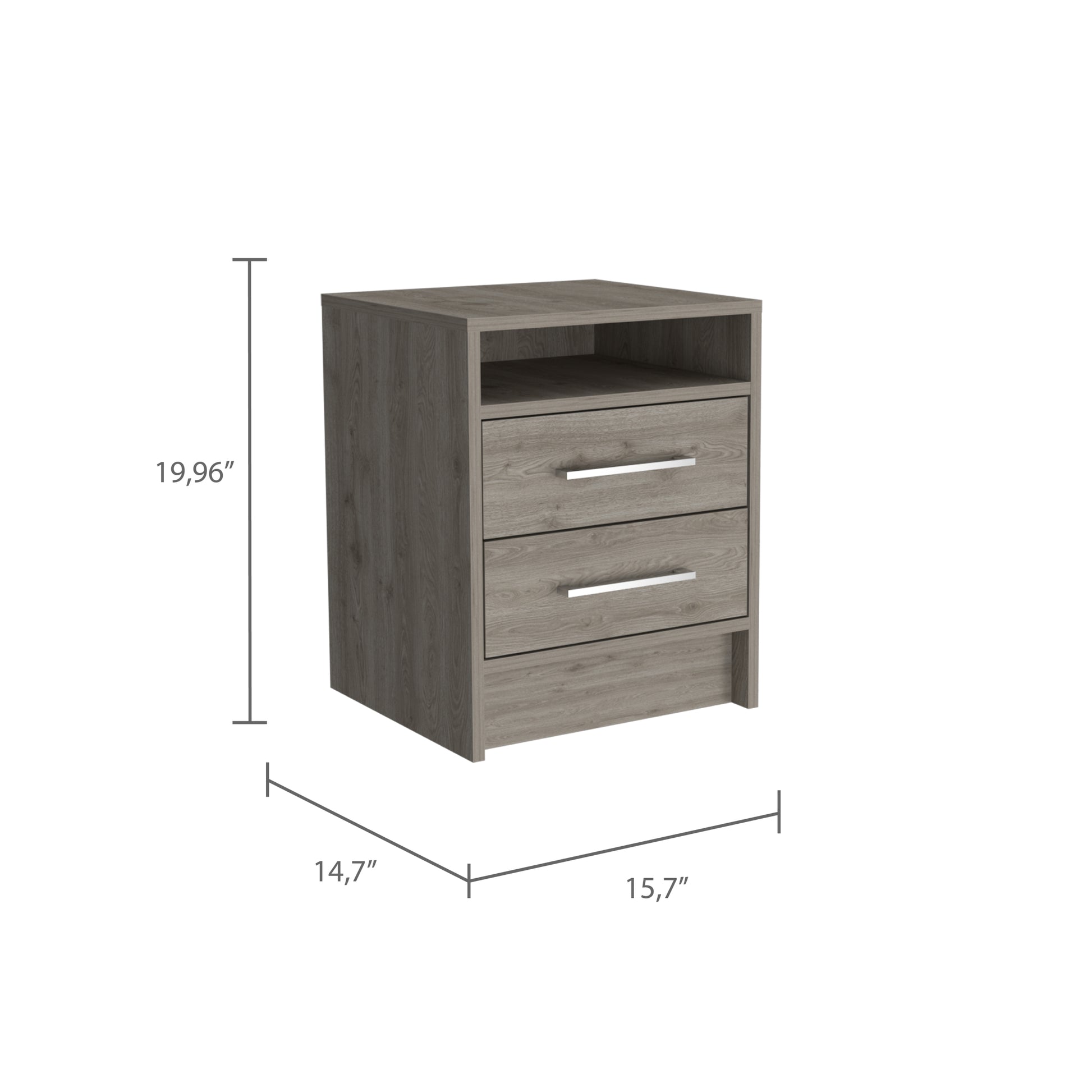 Rowley 2 Drawer 1 Shelf Rectangle Nightstand Light Grey Light Gray Particle Board