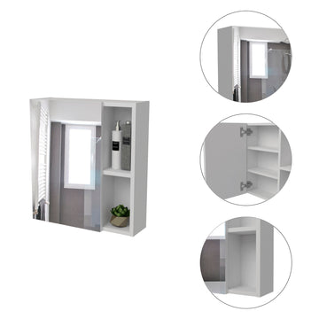 Whirlwind 1 Shelf Rectangle Medicine Cabinet With Mirror White White Particle Board