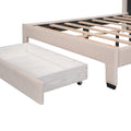 Full Size Storage Bed Velvet Upholstered Platform Bed With A Big Drawer Beige Beige Velvet