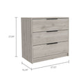 Cannon 3 Drawer Rectangle Dresser Light Grey Light Gray Particle Board