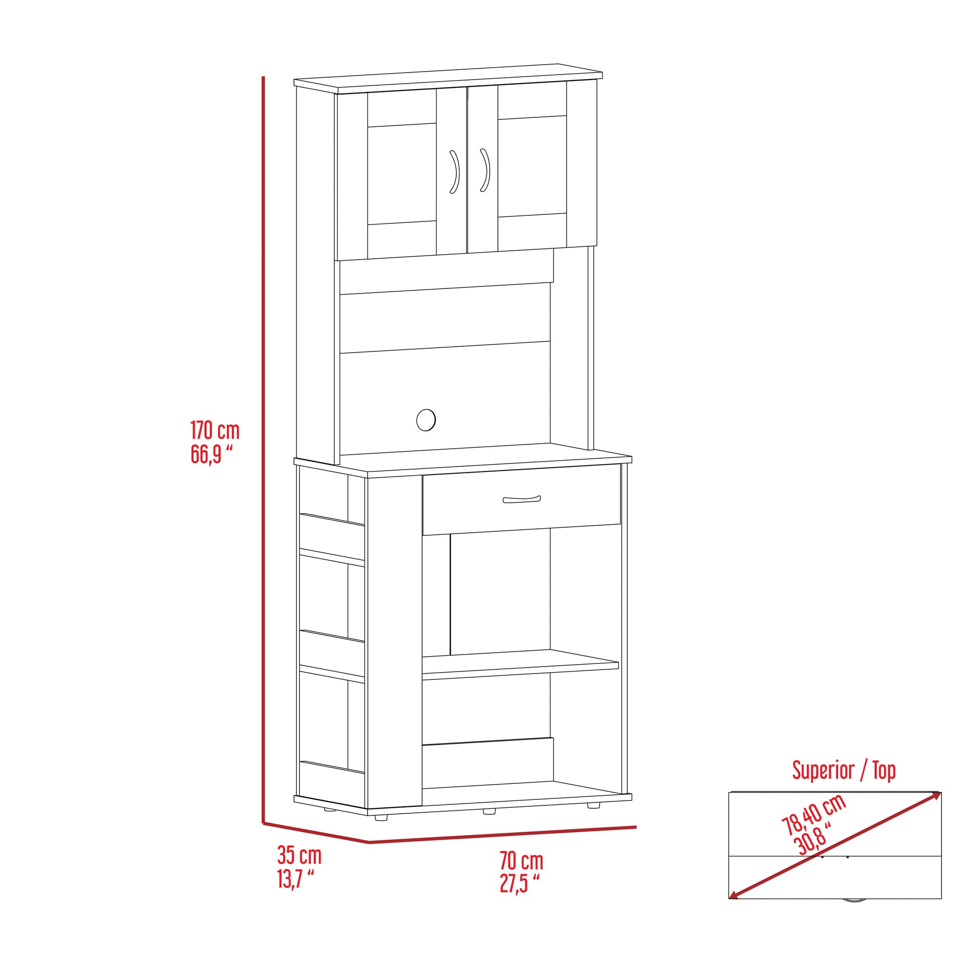 Hopkins 1 Drawer 3 Shelf Pantry Cabinet White White Particle Board