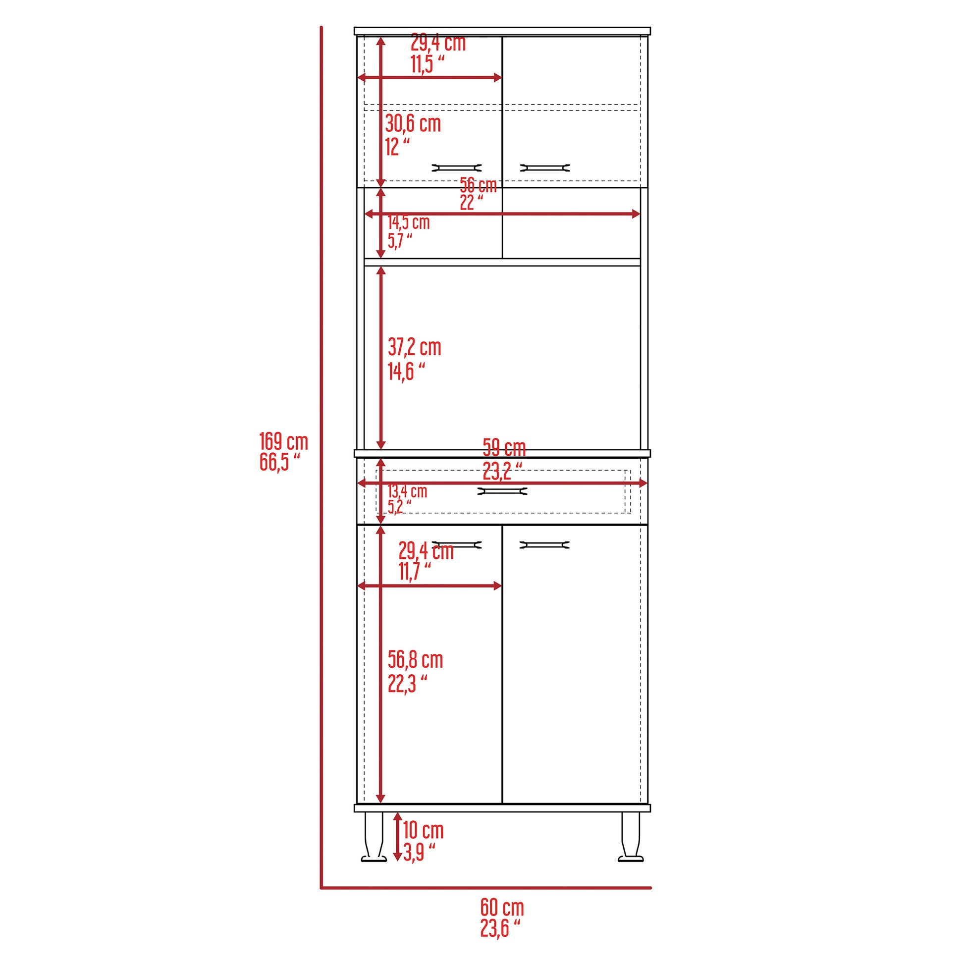 Santa Maria 1 Drawer 1 Shelf Area Pantry With Adjustable Metal Legs Light Oak Light Oak Particle Board