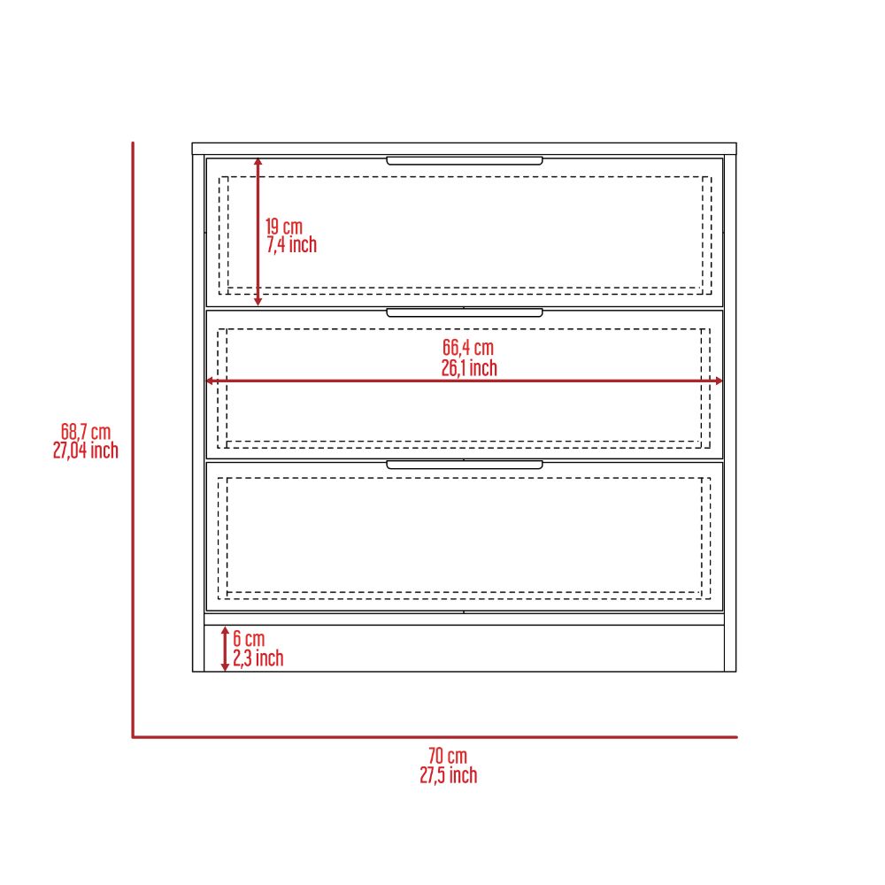 Cannon 3 Drawer Rectangle Dresser Light Grey Light Gray Particle Board