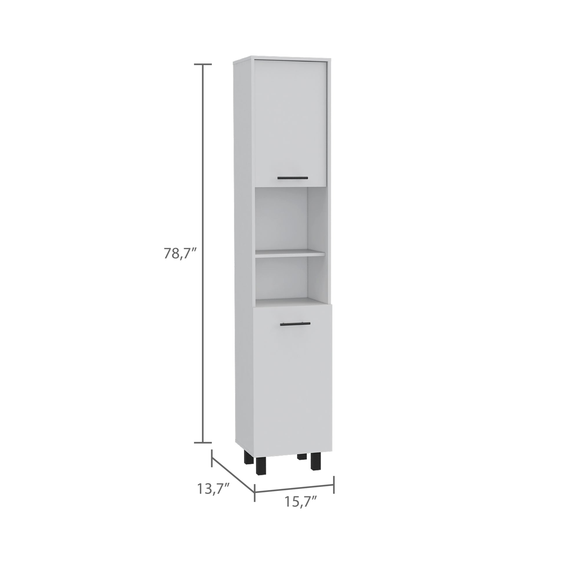 Thorndike 2 Shelf Rectangle Pantry Cabinet White White Particle Board