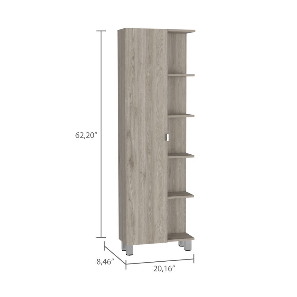 Light Grey 5 Shelf Linen Cabinet Light Gray Particle Board