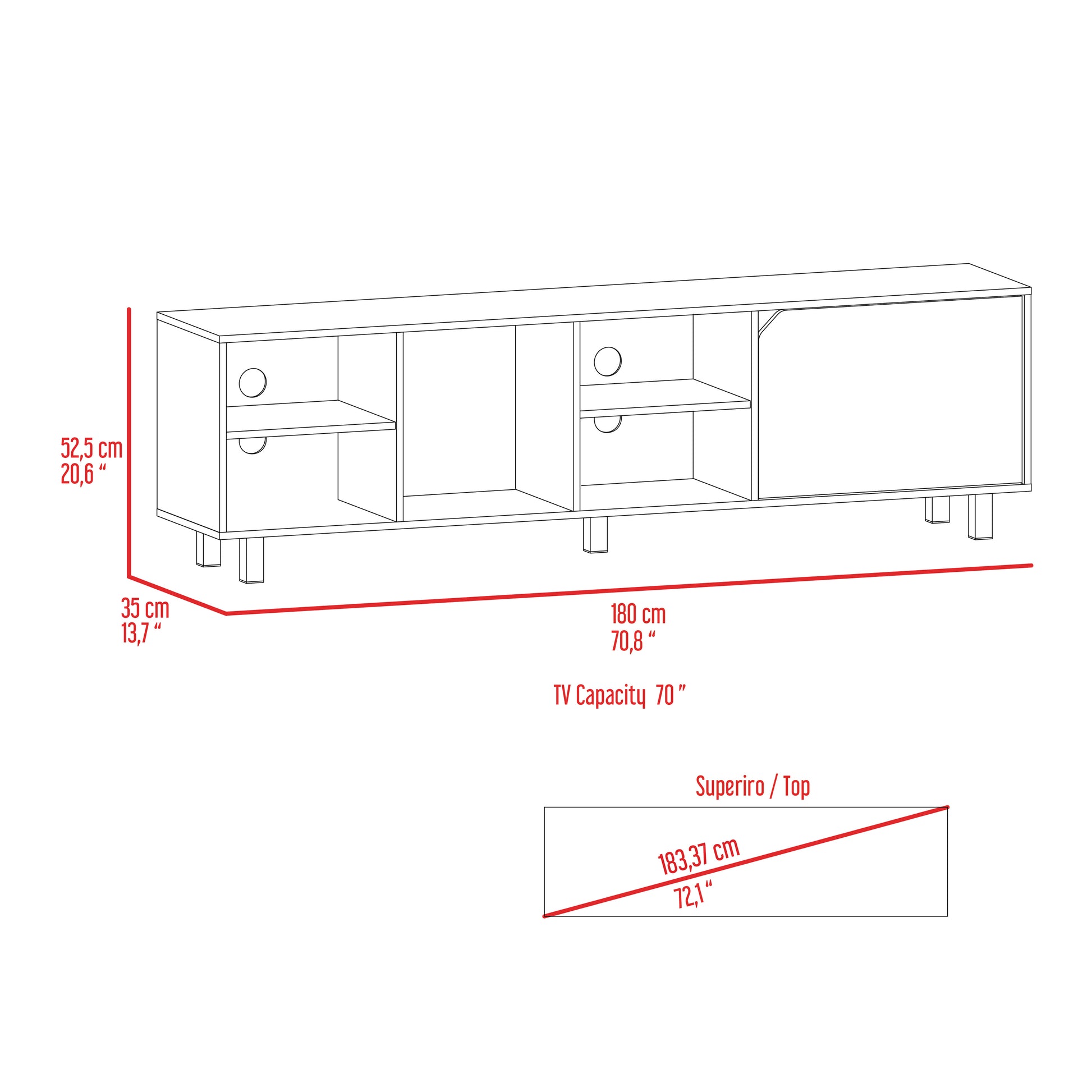 Harwich 5 Shelf Tv Stand White White 70 79 Inches Particle Board