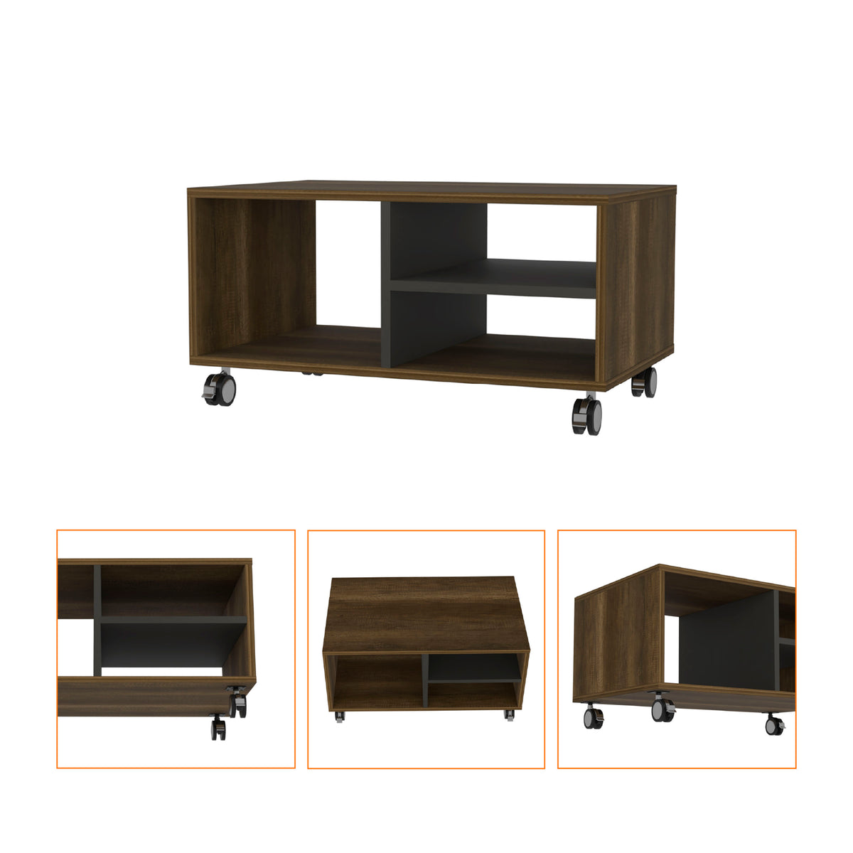 3 Shelf Rectangular Table Willow 3 Shelf Rectangle Coffee Table Walnut And Black Brown Primary L