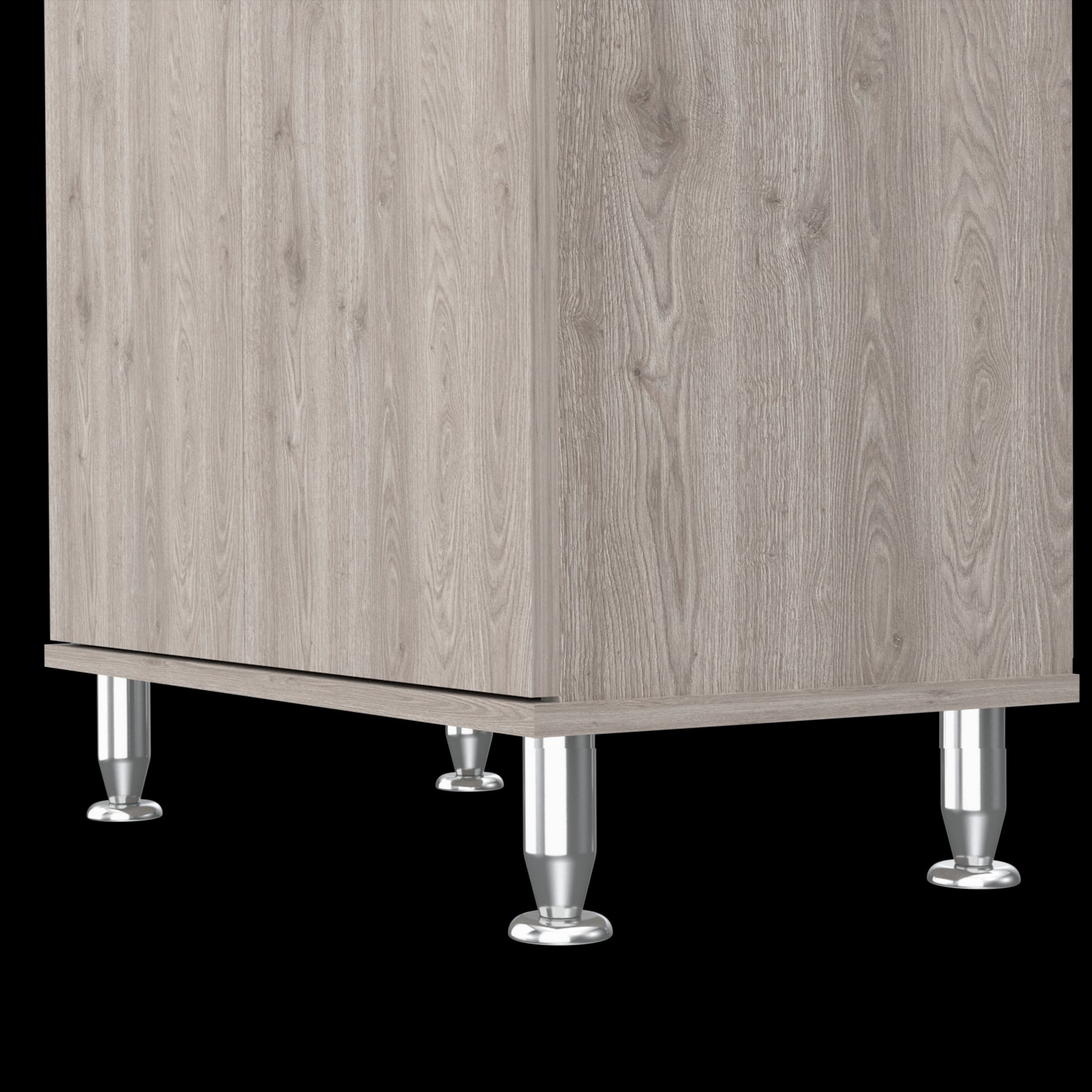 Santa Maria 1 Drawer 1 Shelf Area Pantry With Adjustable Metal Legs Light Grey Light Gray Particle Board